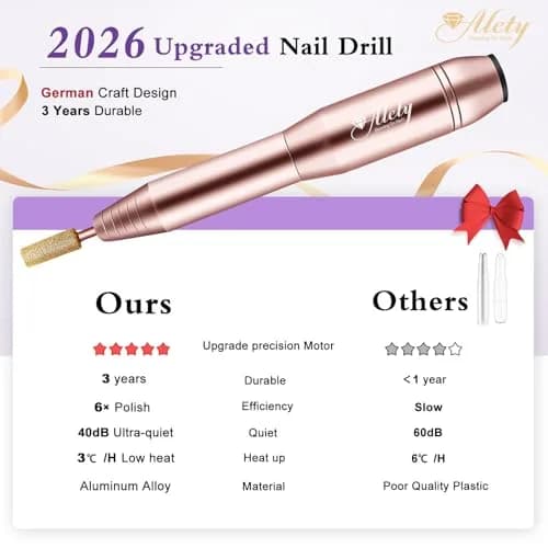 Alety Electric Nail Drill Kit 20000 RPM Gold | Professional Portable Efile Manicure Pedicure Tools with USB Power thumbnail 2