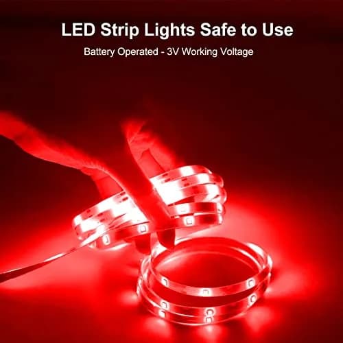 echosari Red LED Strip Lights with Remote, 9.8ft (3m) 90LED - Battery Operated, 8 Modes, Dimmable, Timer, Self-Adhesive thumbnail 3