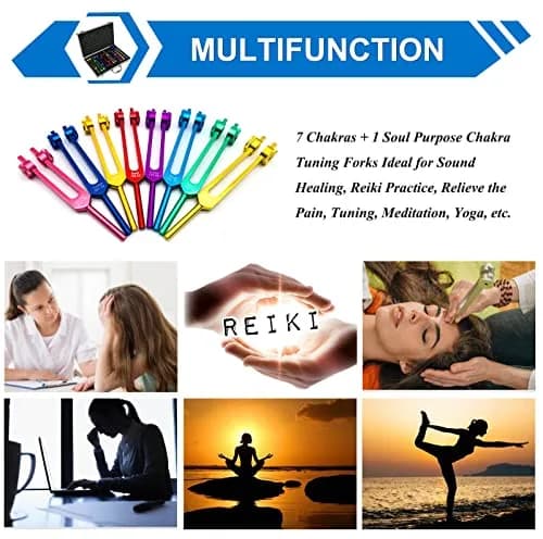 TENFLY Chakra Tuning Forks Set for Healing, 8 Weighted Aluminum Forks with Gift Box | Accurate Frequencies for Meditation & Sound Therapy thumbnail 6