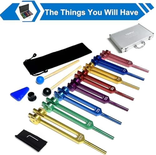TENFLY Chakra Tuning Forks Set for Healing, 8 Weighted Aluminum Forks with Gift Box | Accurate Frequencies for Meditation & Sound Therapy thumbnail 2
