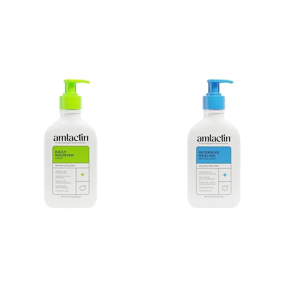 AmLactin Daily Nourish Body Lotion 400ml (14.1 oz) | Exfoliates & Moisturizes for Dry Skin — 7.9 oz
