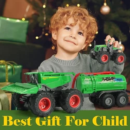 KARMOUNT Combine Harvester Tractor Set | 4PCS Farm Toy Truck with Rubber Tires thumbnail 4