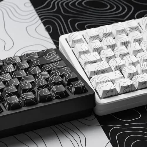 dagaladoo White Topographic Double Shot PBT Keycaps Set | 132 Keys Cherry Profile for Gateron MX Switches thumbnail 4