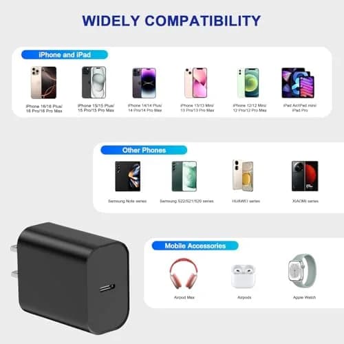 DelTucci 3Pack USB C Wall Chargers 20W | Fast Charging for iPhone & Android (70-120c) thumbnail 6