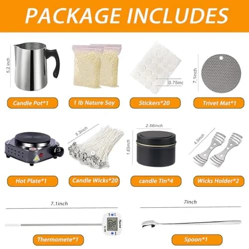 BBAXI Candle Making Kit with Electric Hot Plate, Wax Melter & Soy Wax | 37-Piece Set thumbnail 2