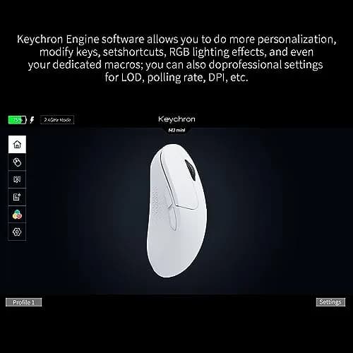 Keychron M3 Mini Wireless Optical Mouse | Bluetooth 5.1/2.4 GHz | Programmable PixArt 3395 Sensor | 26,000 DPI | Lightweight Ergonomic thumbnail 2