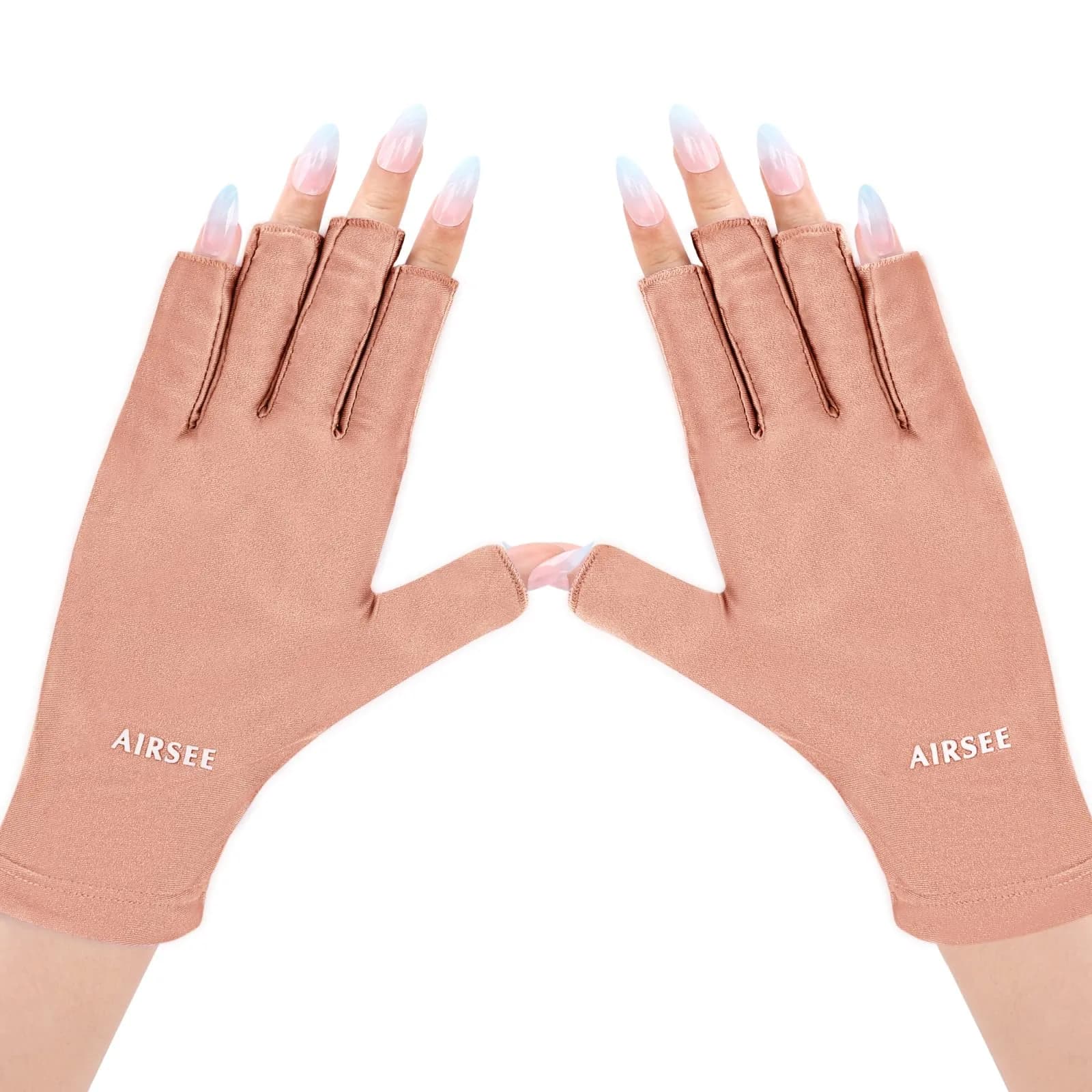 AIRSEE Anti UV Gloves for Nail Lamp, UPF50+ Pink Fingerless Gloves | Blocks 99% UV Rays - main product image