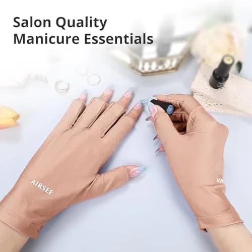 AIRSEE Anti UV Gloves for Nail Lamp, UPF50+ Pink Fingerless Gloves | Blocks 99% UV Rays thumbnail 4