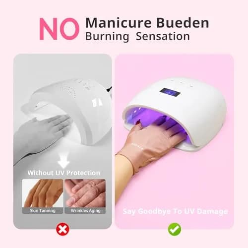 AIRSEE Anti UV Gloves for Nail Lamp, UPF50+ Pink Fingerless Gloves | Blocks 99% UV Rays thumbnail 3