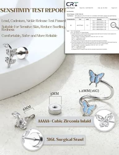 LOLIAS 16 Gauge Flat Back Cartilage Earrings for Women Hypoallergenic Stud | 9 Styles, Silver Tone, 6mm Post thumbnail 3