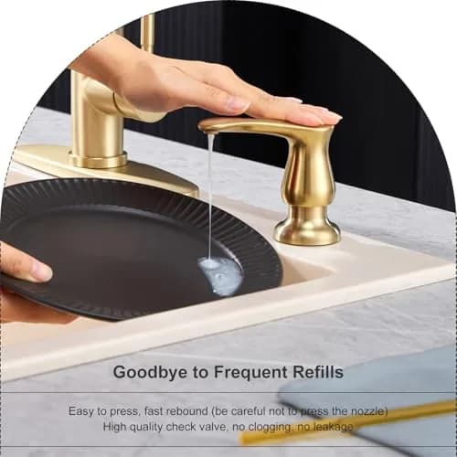 GAGALIFE Kitchen Sink Soap Dispenser Brushed Gold | Built-In, Durable & Stylish thumbnail 5