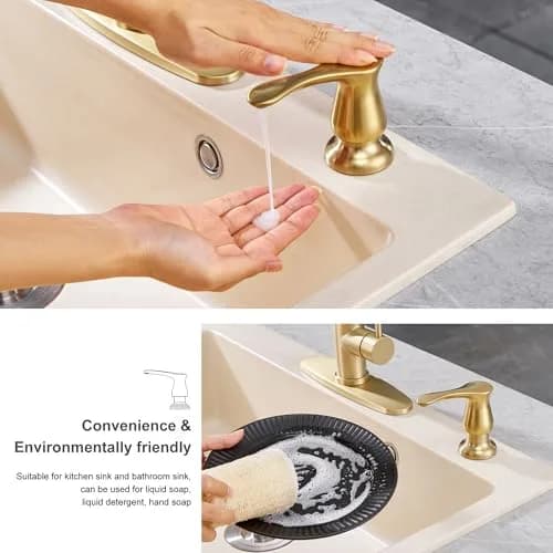 GAGALIFE Kitchen Sink Soap Dispenser Brushed Gold | Built-In, Durable & Stylish thumbnail 7