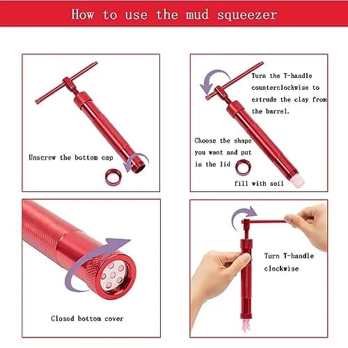 YAMHOHO Red Clay Extruder Tool Set with 20 Discs | Stainless Steel Fondant Decorating Tool for Pottery and Cake Craft thumbnail 5
