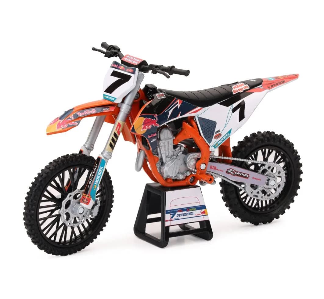 NewRay Motorcycles 1:12 Compatible with KTM 450 SX-F Red Bull KTM #7 Aaron Plessinger | Die-cast Replica, 42cm, Red