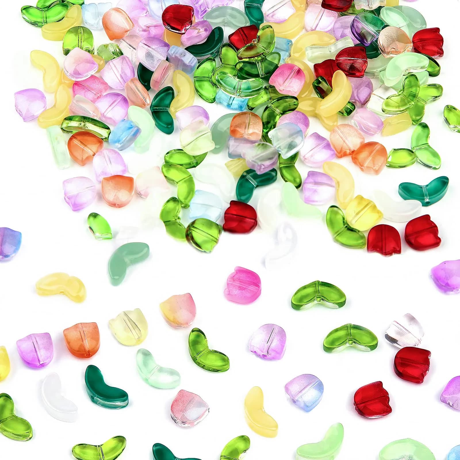 SAVITA 160pcs Tulip Flower Beads | Colorful Translucent Glass for Jewelry Making - main product image