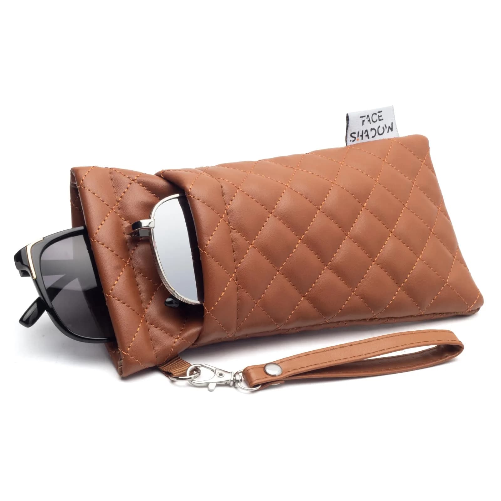 Face Shadow Double Glasses Case Soft Eyeglass Case for Women & Men | PU Leather with Stitched Cleaning Cloth