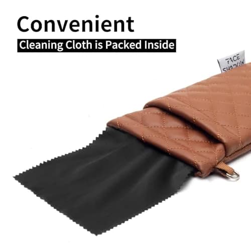 Face Shadow Double Glasses Case Soft Eyeglass Case for Women & Men | PU Leather with Stitched Cleaning Cloth thumbnail 4