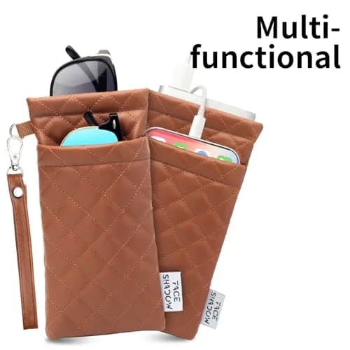 Face Shadow Double Glasses Case Soft Eyeglass Case for Women & Men | PU Leather with Stitched Cleaning Cloth thumbnail 6