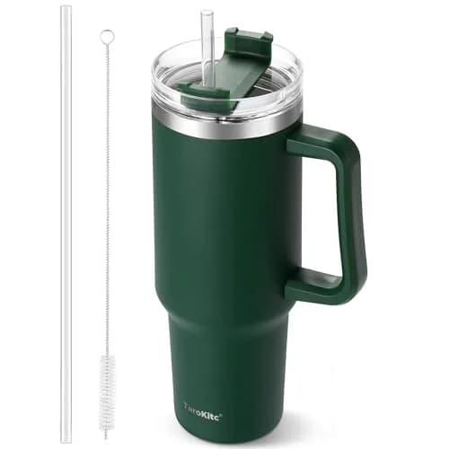 TaroKitc 40 oz Insulated Tumbler with Handle | Stainless Steel Travel Mug Keeps Cold 34H thumbnail 1