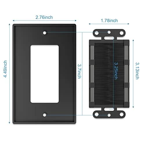 iwillink Black Brush Wall Plate 10 Pack | Single Gang Cable Pass Through Insert for Wires thumbnail 2