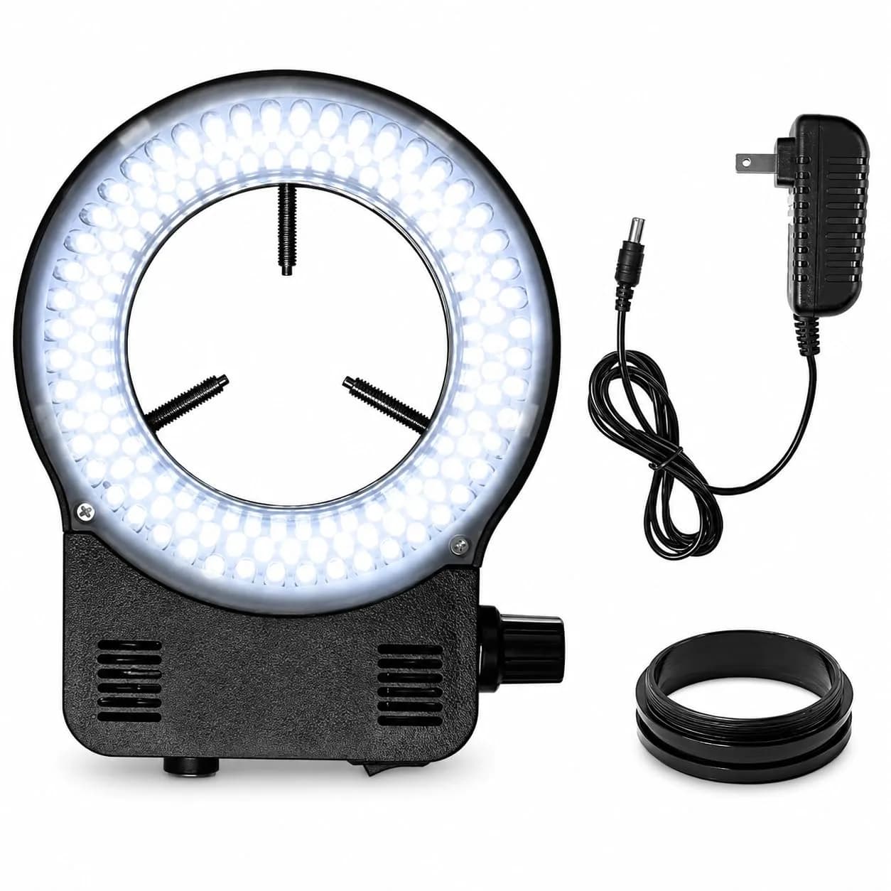 Gringoo 144 LED Ring Light Illuminator for Stereo Microscopes, White Adjustable Ring Light Lamp with 48mm Adapter Ring | Bright Shadow-Free Illumination - main product image