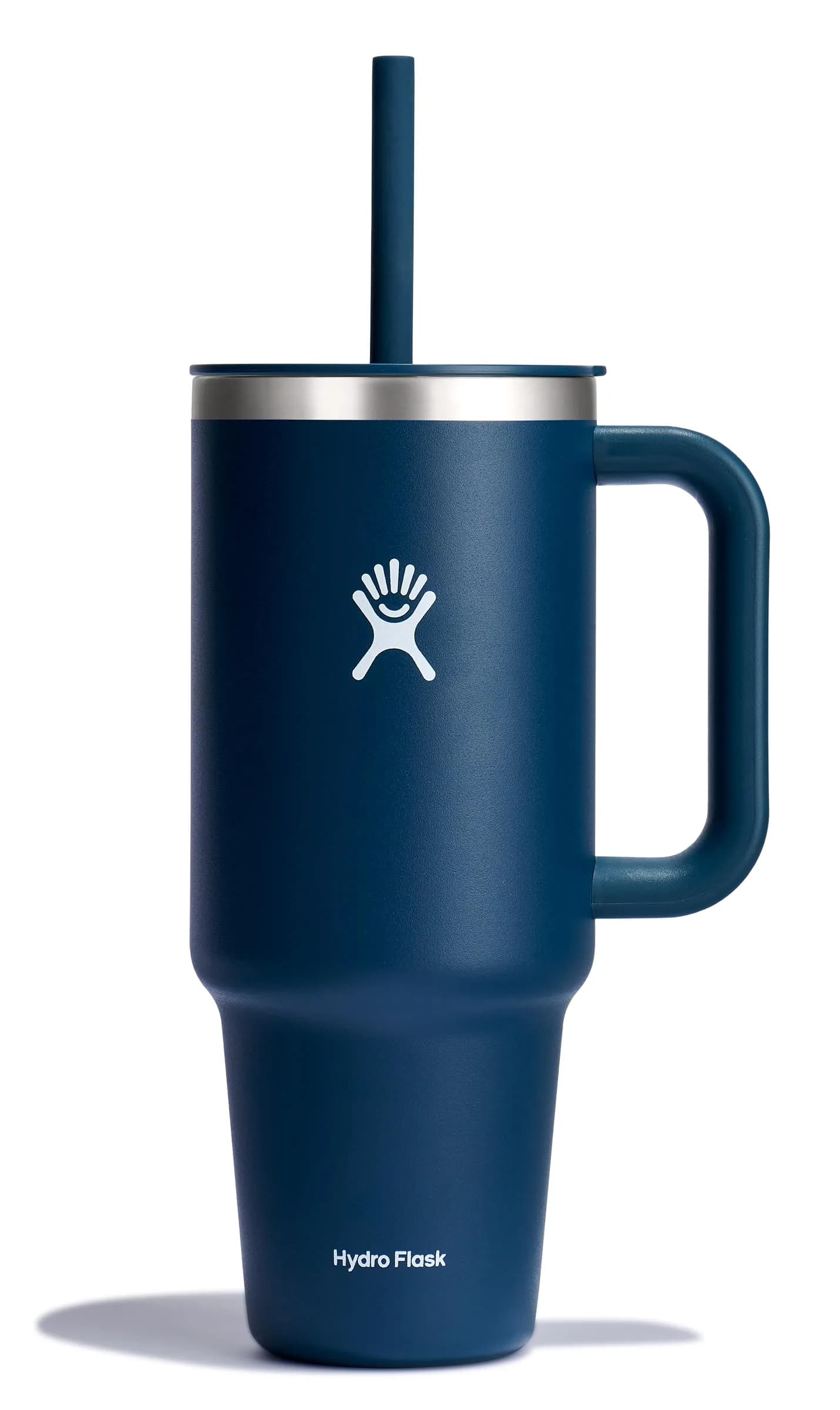 Hydro Flask Travel Tumbler with Handle, Lid and Straw - Insulated Stainless Steel 946ml (32 Oz) Black | Keeps Cold 24 Hrs — Indigo / 40 Oz