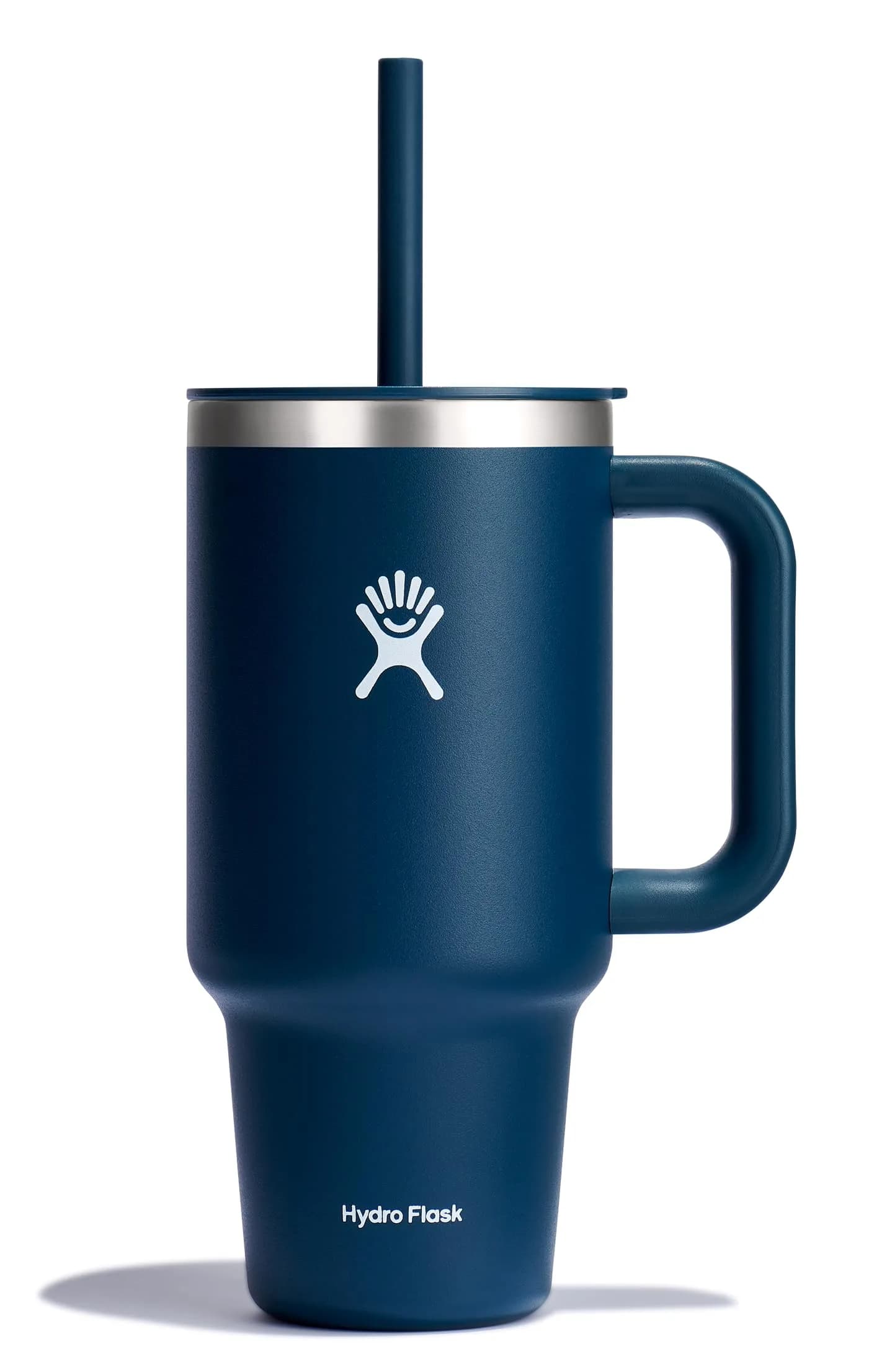 Hydro Flask Travel Tumbler with Handle, Lid and Straw - Insulated Stainless Steel 946ml (32 Oz) Black | Keeps Cold 24 Hrs — Indigo / 32 Oz