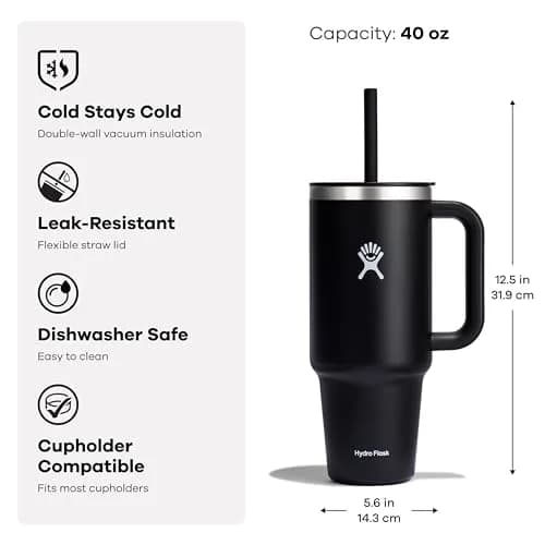Hydro Flask 32 Oz Travel Tumbler with Handle & Straw | 946ml (32 Oz) Indigo Blue thumbnail 6
