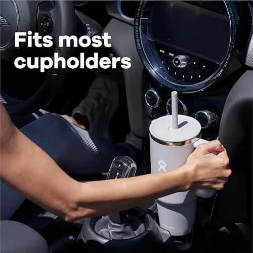 Hydro Flask Travel Tumbler with Handle, Lid and Straw - Insulated Stainless Steel 946ml (32 Oz) Black | Keeps Cold 24 Hrs thumbnail 4