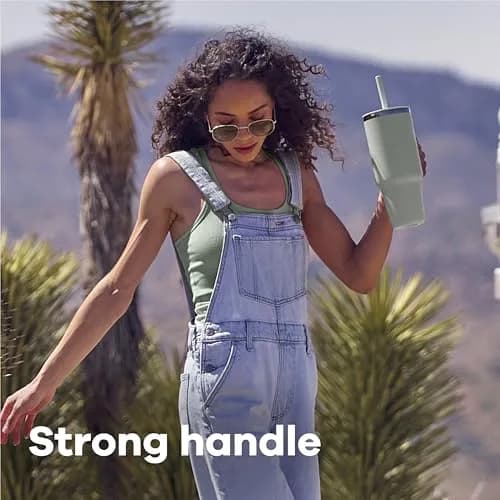 Hydro Flask Travel Tumbler with Handle, Lid and Straw - Insulated Stainless Steel 946ml (32 Oz) Black | Keeps Cold 24 Hrs thumbnail 5