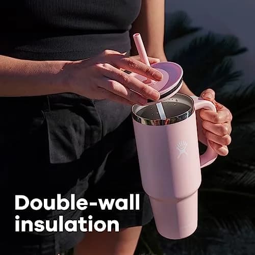 Hydro Flask Travel Tumbler with Handle, Lid and Straw - Insulated Stainless Steel 1183ml (40 Oz) Trillium | Keeps Drinks Cold for Hours thumbnail 4