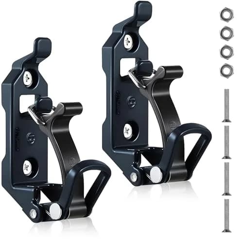 Gulfmew Heavy Duty Metal Shovel Holder for Truck, 2 Pcs Mount with Rubber Grip | 2.56 x 1.27 in (6.5 x 3.2 cm) Base, 0.67-1.57 in (1.7-4.0 cm) Tool Diameter thumbnail 1