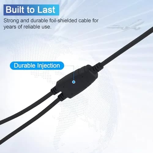 WODASEN Airbus Headset Adapter for General Aviation Dual Jacks to Airbus XLR 5 Pin, Black thumbnail 5