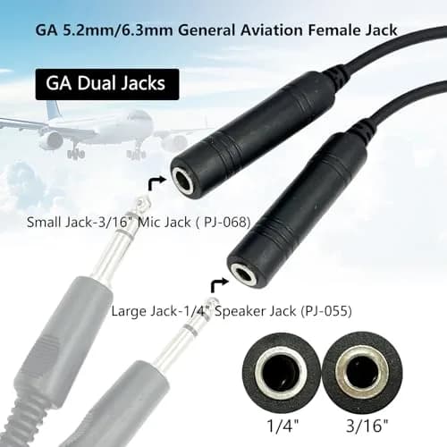 WODASEN Airbus Headset Adapter for General Aviation Dual Jacks to Airbus XLR 5 Pin, Black thumbnail 4