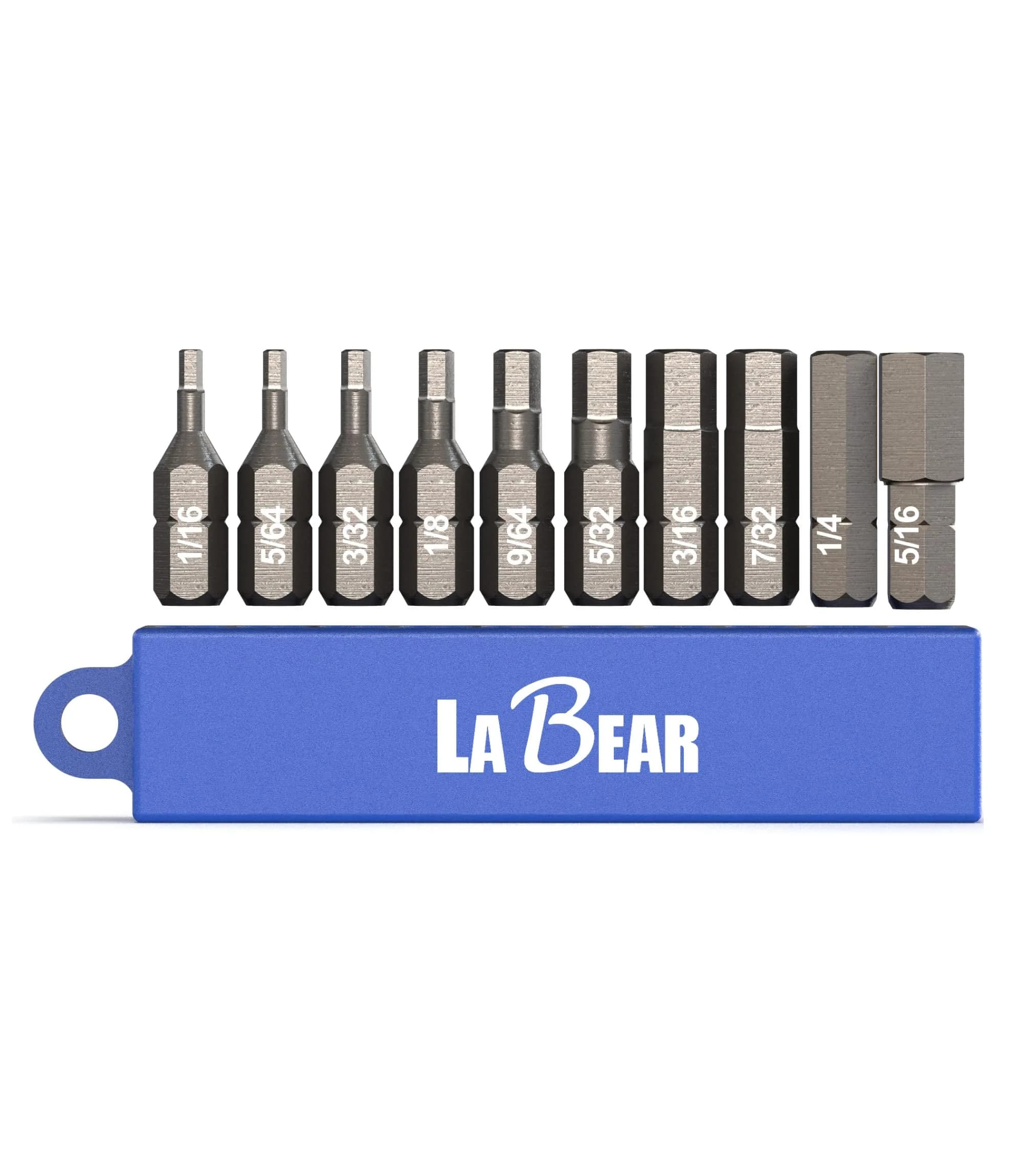 LABEAR 10-Piece SAE Short Allen Wrench Drill Bit Set, 1-Inch S2 Steel | Magnetic Tip Hex Bits for Drills & Drivers - main product image