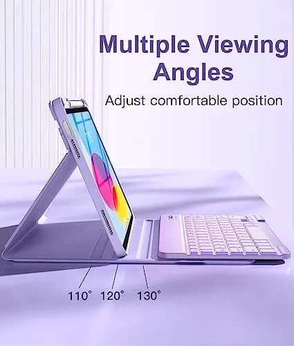 Hamile Keyboard Case for iPad A16 11th & 10th Gen | 7-Color Backlit, Detachable, Slim Design thumbnail 5