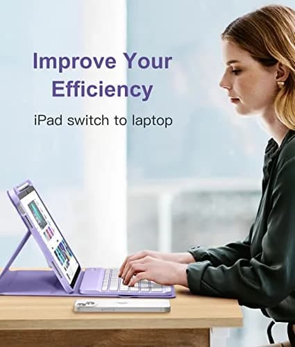 Hamile Keyboard Case for iPad A16 11th & 10th Gen | 7-Color Backlit, Detachable, Slim Design thumbnail 7