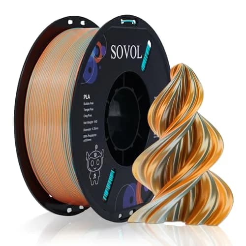 Sovol Dual Color Silk PLA Filament 1kg | Orange + Light Blue, Co-extruded, Easy to Print thumbnail 1