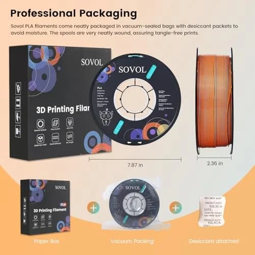 Sovol Dual Color Silk PLA Filament 1kg | Orange + Light Blue, Co-extruded, Easy to Print thumbnail 6