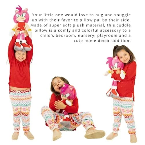 Franco Amy Rose Plush Cuddle Pillow Buddy 46cm (18.5") | Officially Licensed Sonic The Hedgehog Toy for Kids thumbnail 2