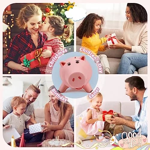 PHOCAS Pink Piggy Bank Unbreakable 7.6" x 4.8" x 4.8" | Durable Kids Coin Bank for Saving thumbnail 8