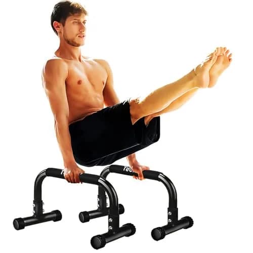 Teclor Black Calisthenics Stand with 660LBS Capacity | Heavy Duty Steel Push Up Bars for Full Body Workouts thumbnail 1
