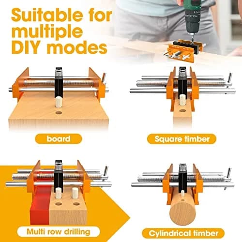 blekoo Upgraded Self Centering Doweling Jig Kit with 6 Drill Guide Bushings, 6.7 inch Adjustable Width Drilling Guide | Orange thumbnail 6