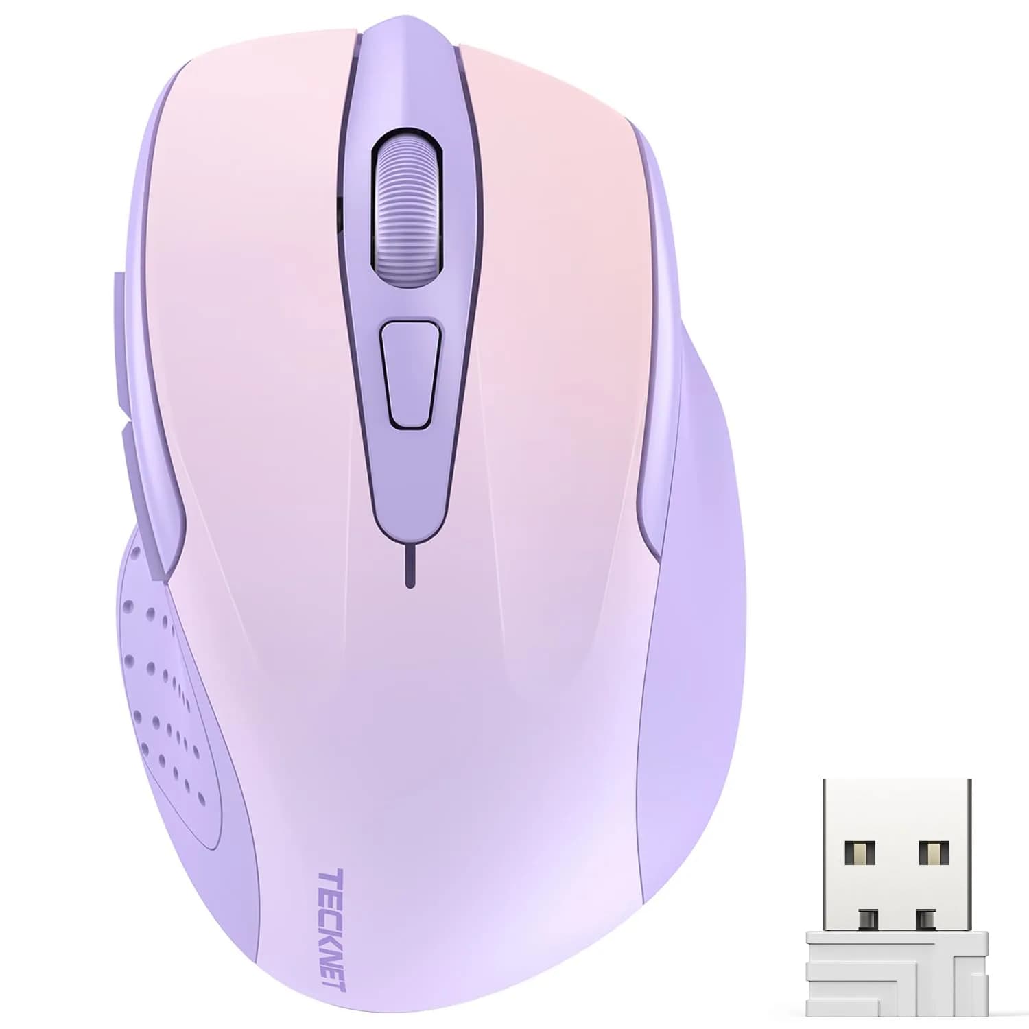TECKNET Wireless Mouse M003, Gradient Lavender, 2.4G Ergonomic Computer Mouse with 2600 DPI | Right-Handed Use