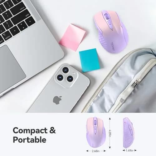 TECKNET Wireless Mouse M003, Gradient Lavender, 2.4G Ergonomic Computer Mouse with 2600 DPI | Right-Handed Use thumbnail 2