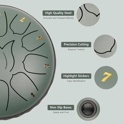 JYTMUS 6-Inch 11-Note Steel Tongue Rain Drum | Ethereal Sound for Meditation & Yoga thumbnail 2