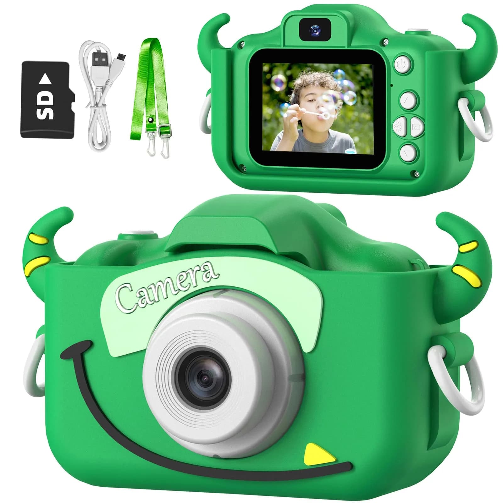 Goopow Kids Digital Camera with Cartoon Cover | 1080p HD Video & 12MP Photos