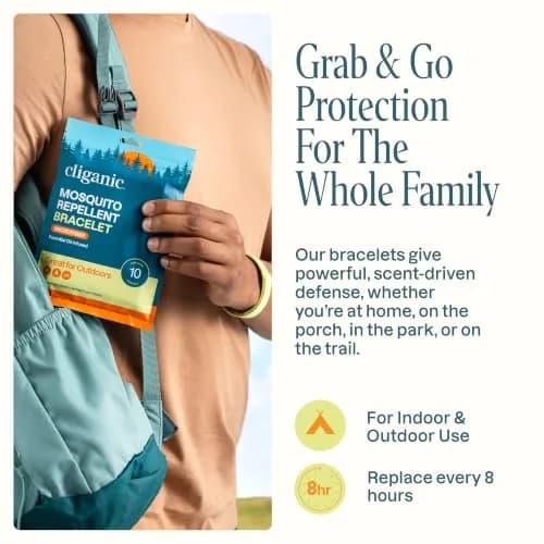 Cliganic Natural Mosquito Repellent Bracelets for Kids & Adults, 10 Pack | DEET-Free Essential Oil Bands for Outdoors thumbnail 6