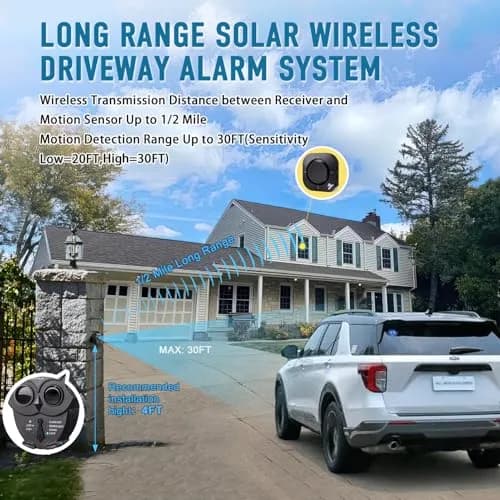 BetterLink Long Range Solar Wireless Driveway Alarm System 1R3S | 1/2 Mile Range, IP65 Weatherproof, 120dB Alert thumbnail 2