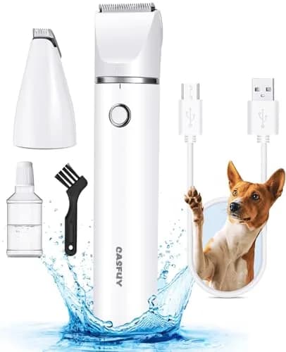 Casfuy Cordless Dog Paw Trimmer - Low Noise Small Dog Clippers with Double Blades USB Rechargeable for Dogs Cats and Small Pets thumbnail 1